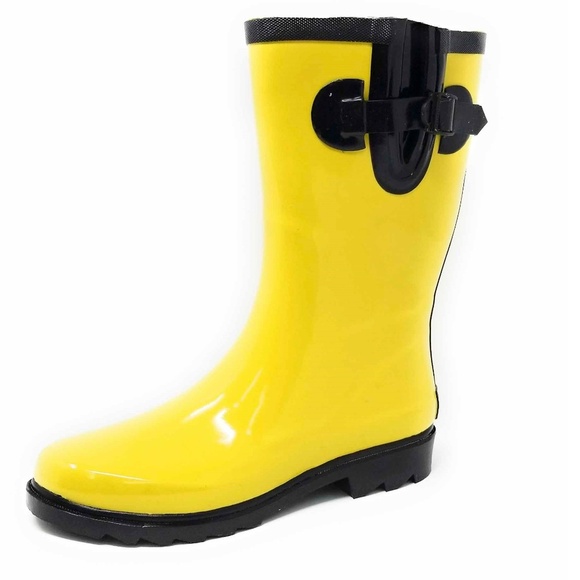 Women Mid Calf Rubber Rain Boots, RB-6045, Size 10 - Picture 1 of 3